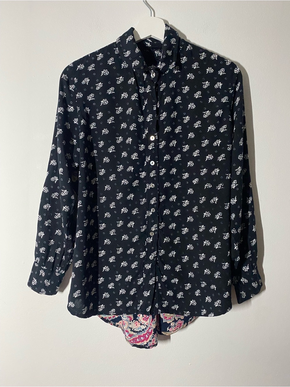 Cino Women's Blouse Black White Paisley Print 100% Viscose